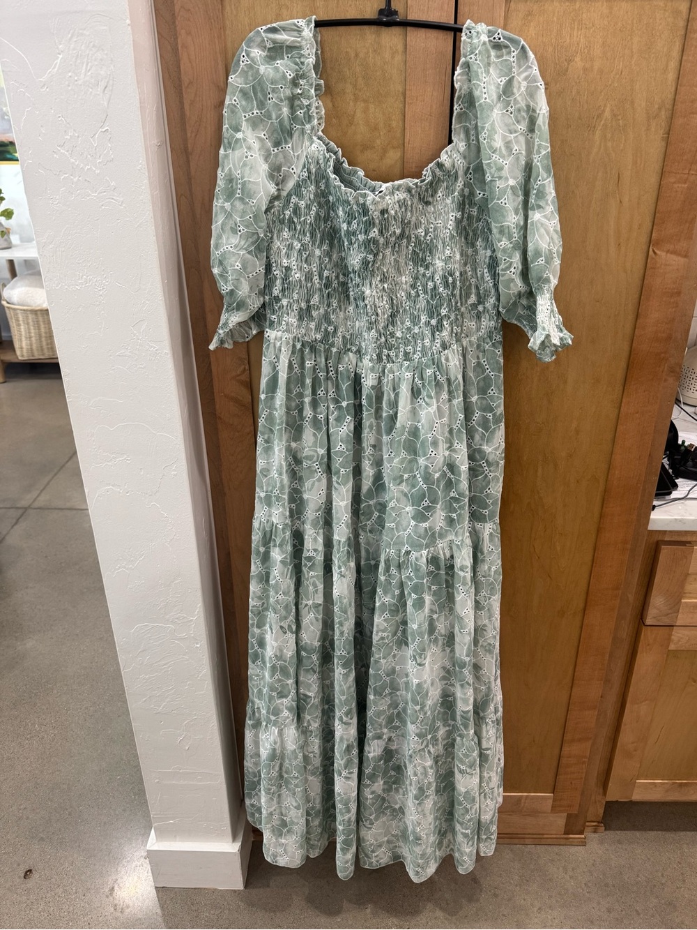 Baltic Born 1x Sage Green Floral Smocked Maxi Dress